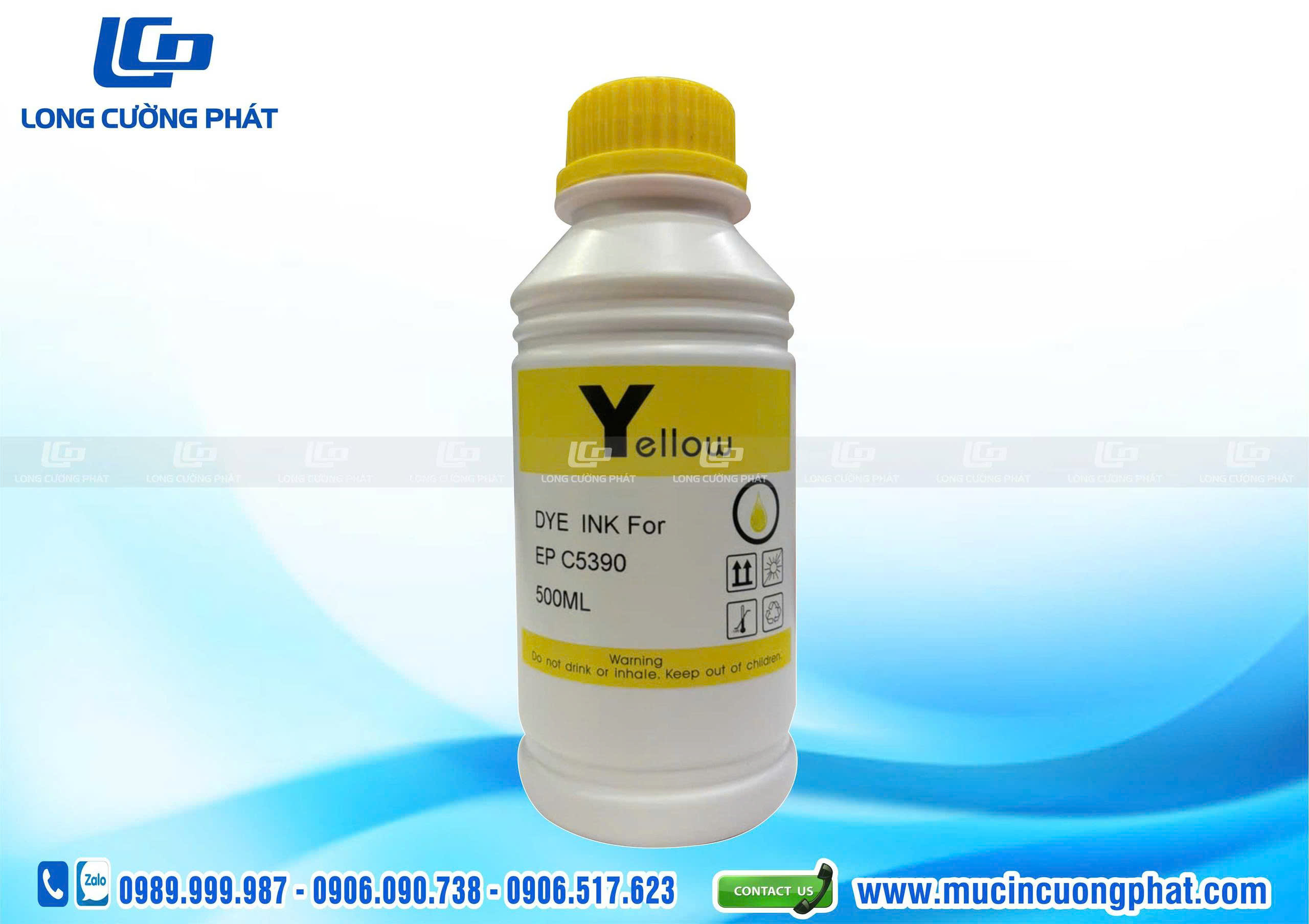 Mực in Dye Premium Epson C5390, C5890, S887 - chai 500ml màu Vàng