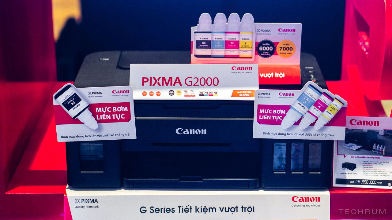 Canon PIXMA G2000 MỚI! Máy in phun đa chức năng với hệ thống bình mực cho Khả năng in nhiều.