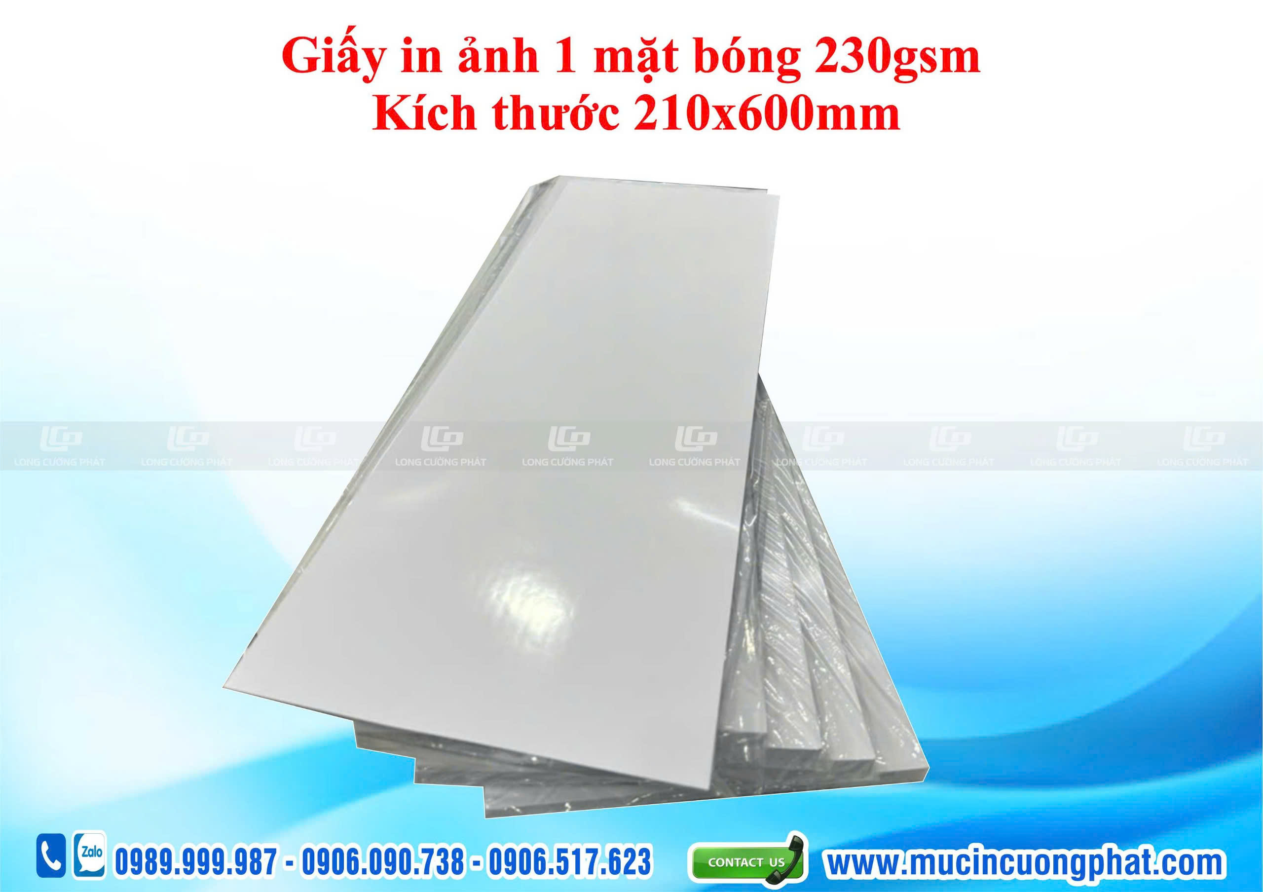 Giấy in ảnh 1 mặt bóng khổ 210mm x 600mm, định lượng 230gsm