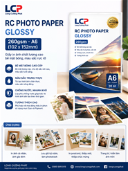 Giấy in ảnh cao cấp RC photo paper Bóng khổ A6 (102x152mm) 260gsm